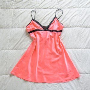 Vintage Y2K Salmon Pink Silky Lingerie Slip Dress Mini Dress